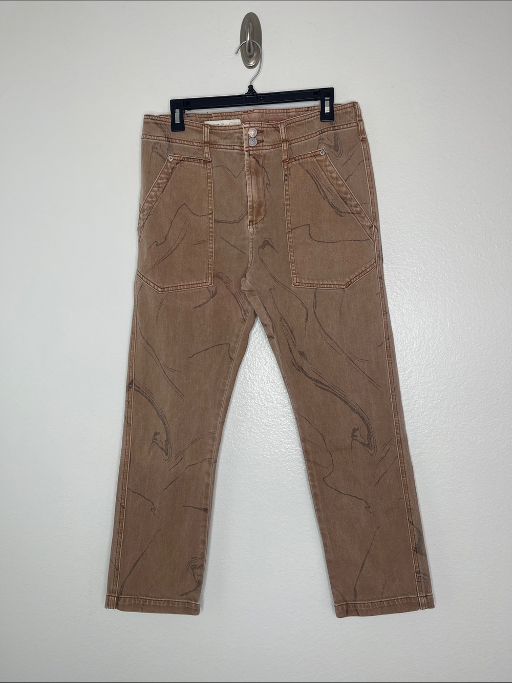Anthropoligie Pilcro Marbled High Rise Straight Brown Jeans Size 30
